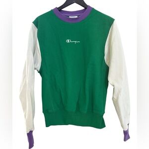 Champion Reverse Weave Tri Color Patchwork  Crewneck